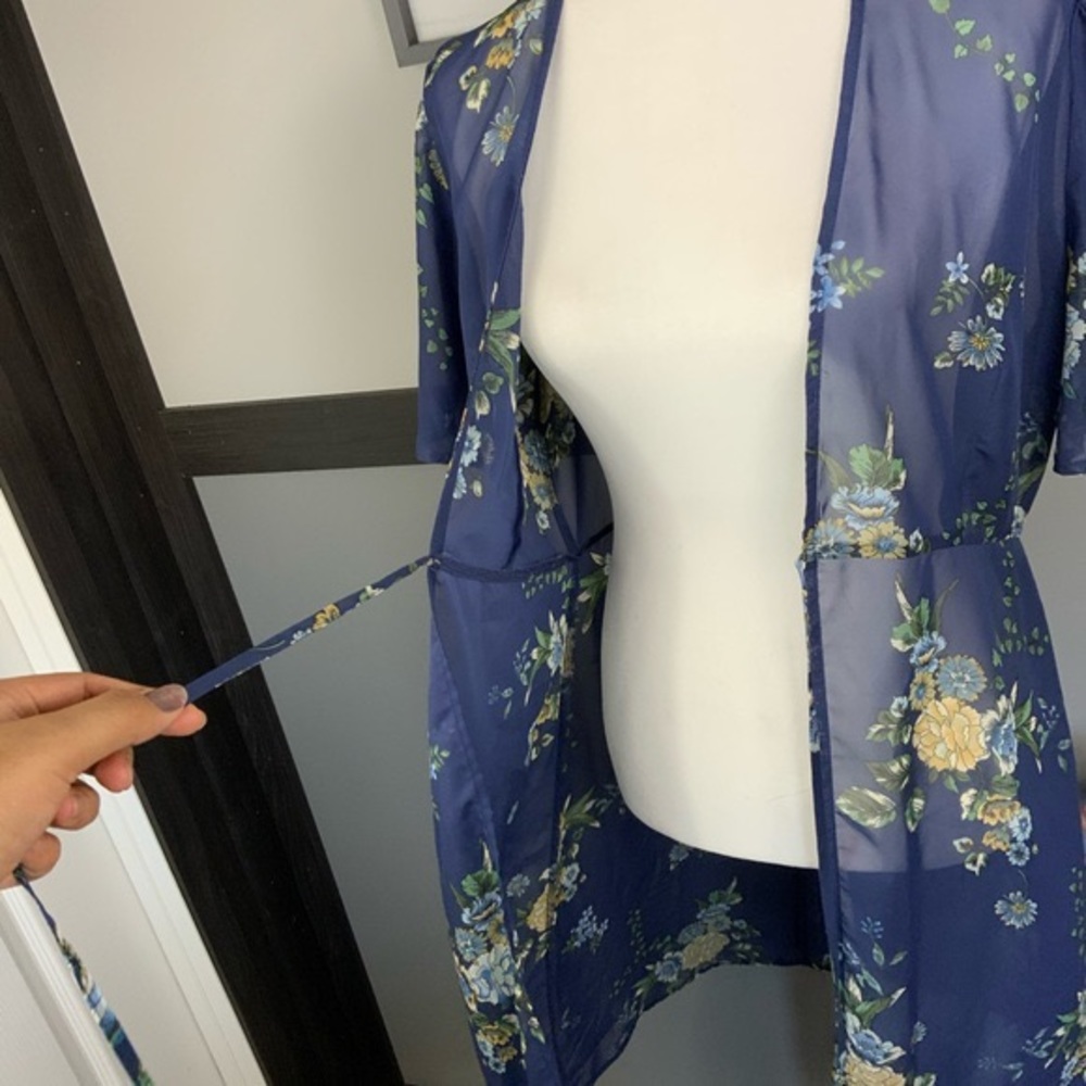 JANETCHUNG tie front long cardigan floral print - Picture 12 of 14